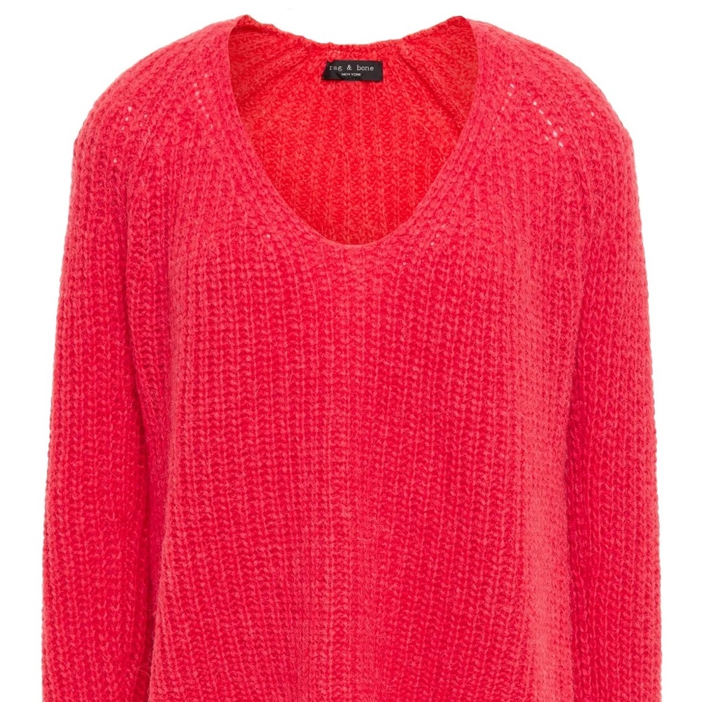 Rag&Bone - Joseph V-Neck Sweater - Papaya - M - Picture 4 of 12